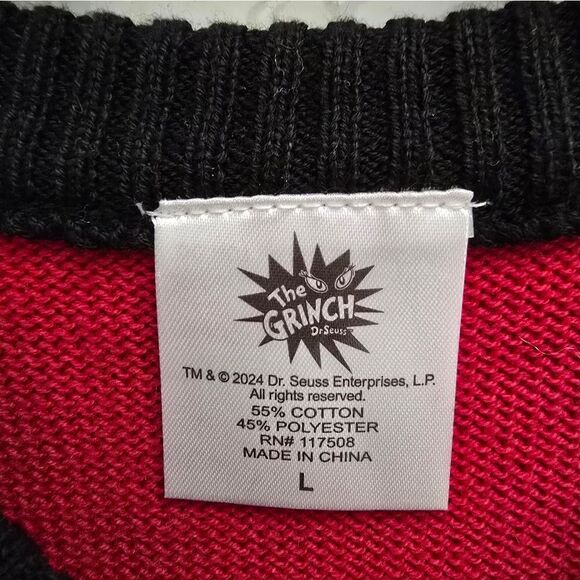 Nwt Men's Dr. Suess The Grinch Ugly Sweater Christmas Naughty or Nice? - Picture 5 of 6